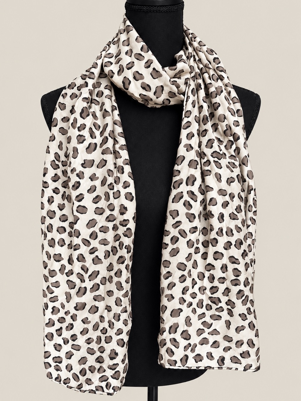CASCA SCARFS 100% Silk Leopard Print Scarf Wrap Shawl Animal Print Neutral